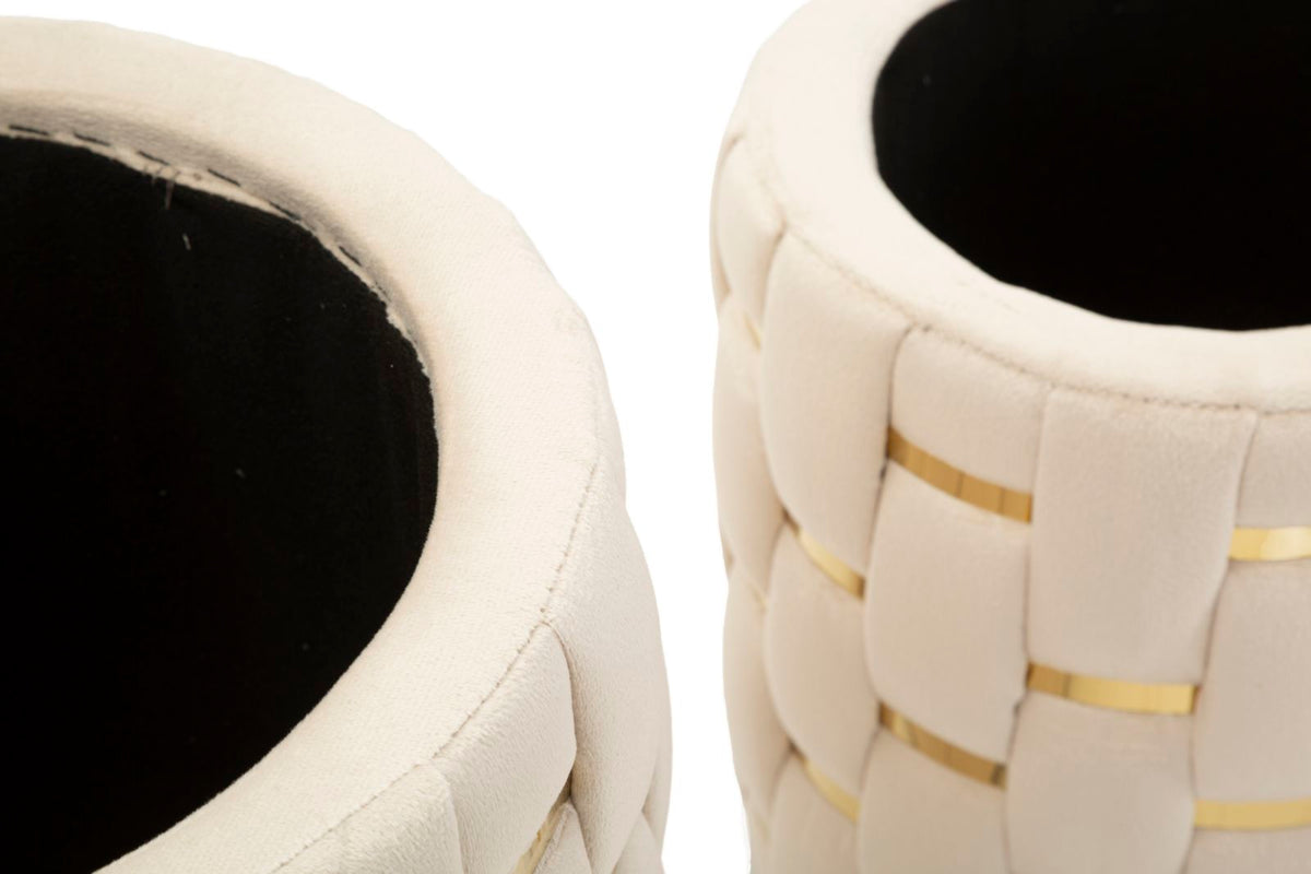 Puff c/contenitore shanty crema set 2 pz cm ø 37x42-28x35