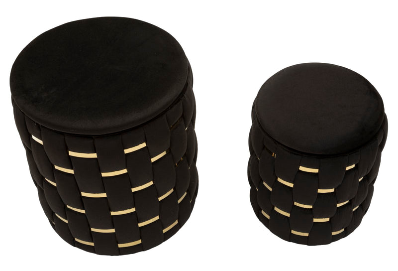 Puff c/contenitore shanty nero set 2 pz cm ø 37x42-28x35