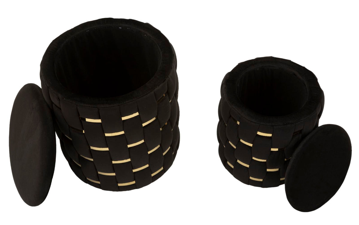 Puff c/contenitore shanty nero set 2 pz cm ø 37x42-28x35