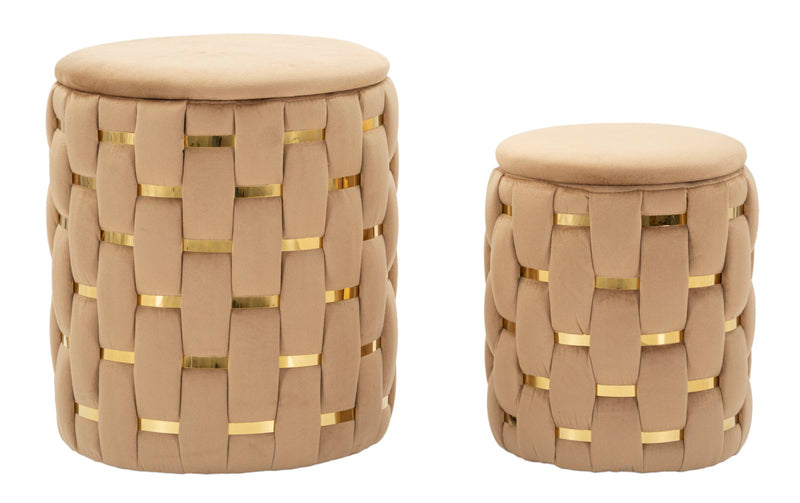 Puff c/contenitore shanty oro set 2 pz cm ø 37x42-28x35