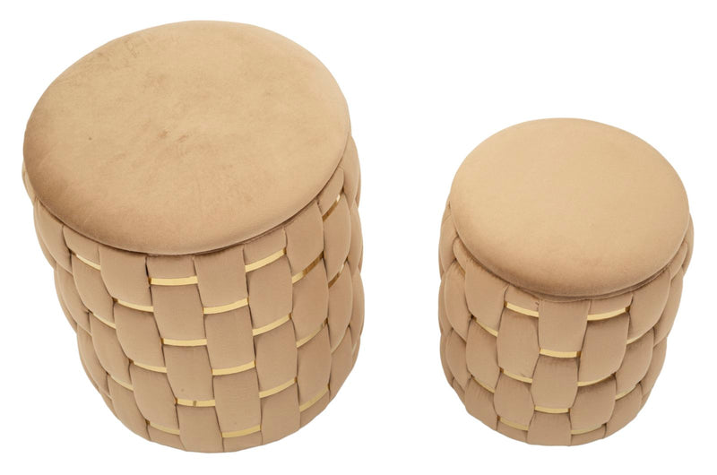 Puff c/contenitore shanty oro set 2 pz cm ø 37x42-28x35