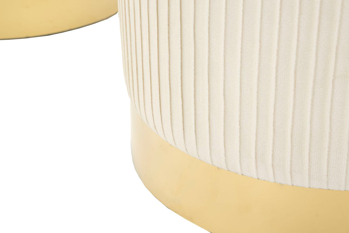 Panca c/contenitore e sgabelli shopy crema set 3 pz cm 80x37x42-29x35