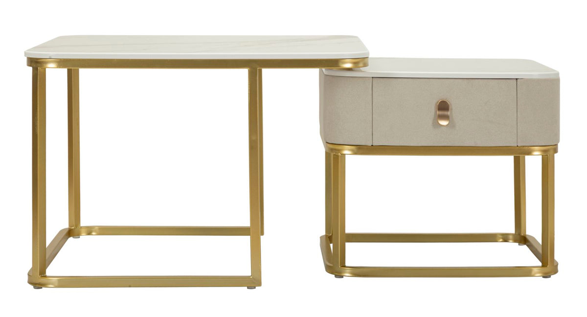 Tavoli da caffe' beauty coppia cm 70x70x48-50x50x43,5