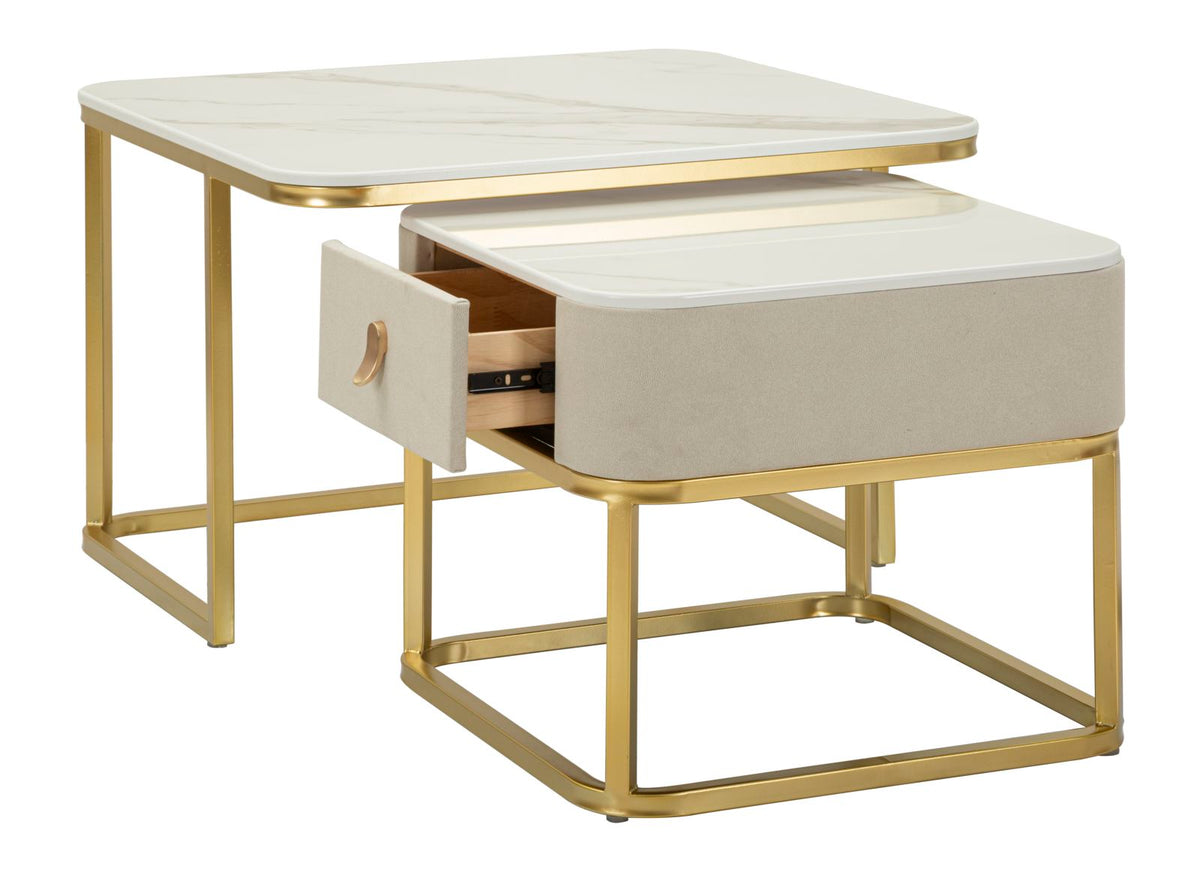 Tavoli da caffe' beauty coppia cm 70x70x48-50x50x43,5