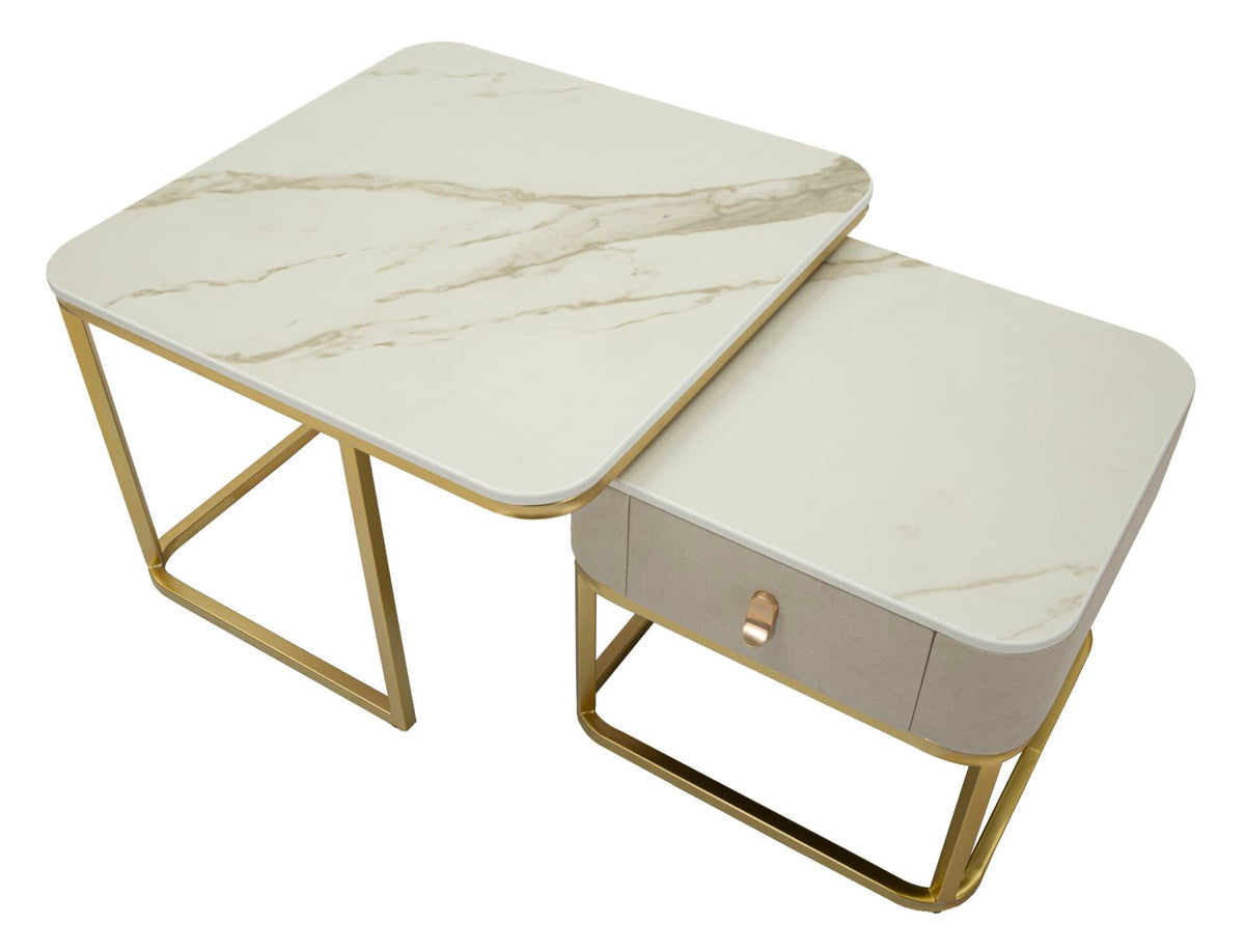 Tavoli da caffe' beauty coppia cm 70x70x48-50x50x43,5