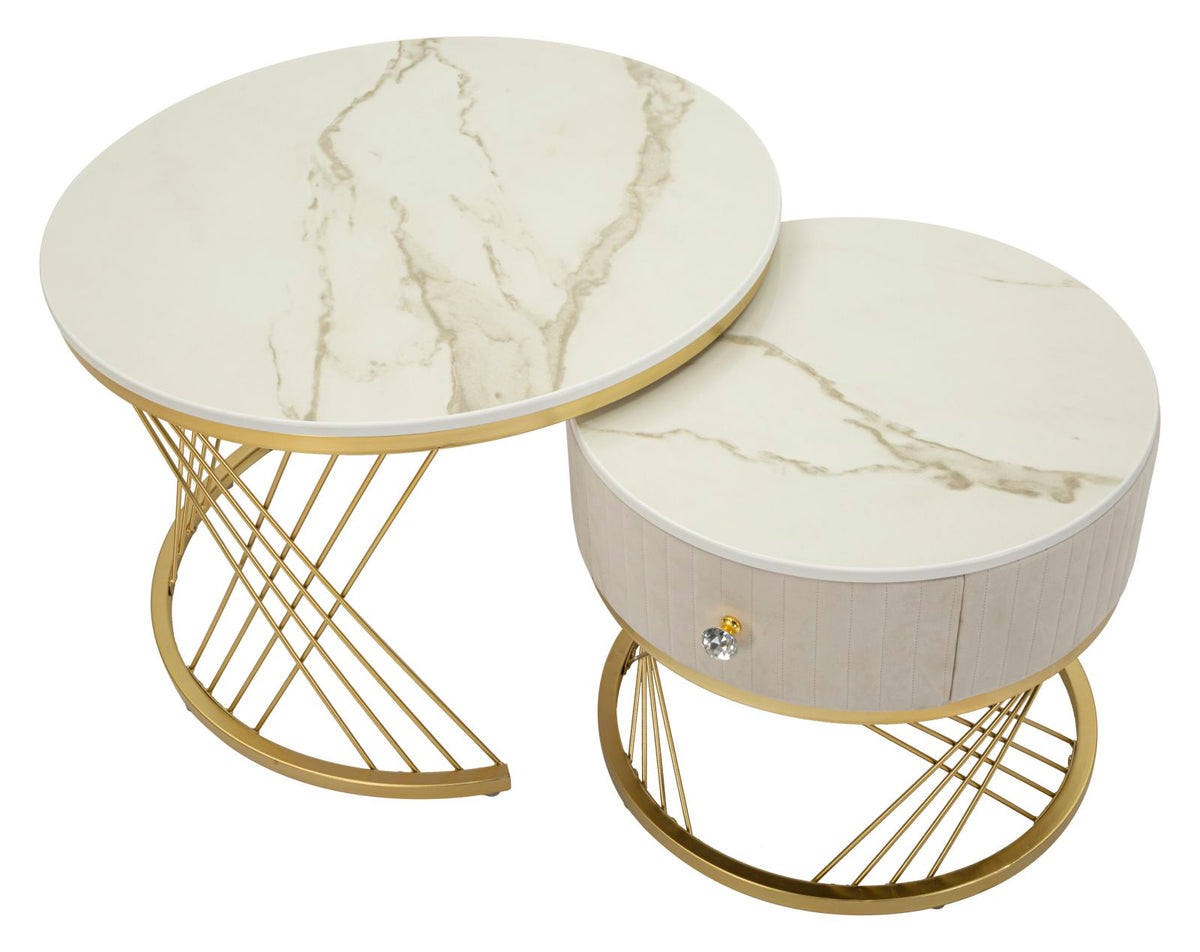 Tavoli da caffe' votix coppia cm ø 70x48-50x43,5