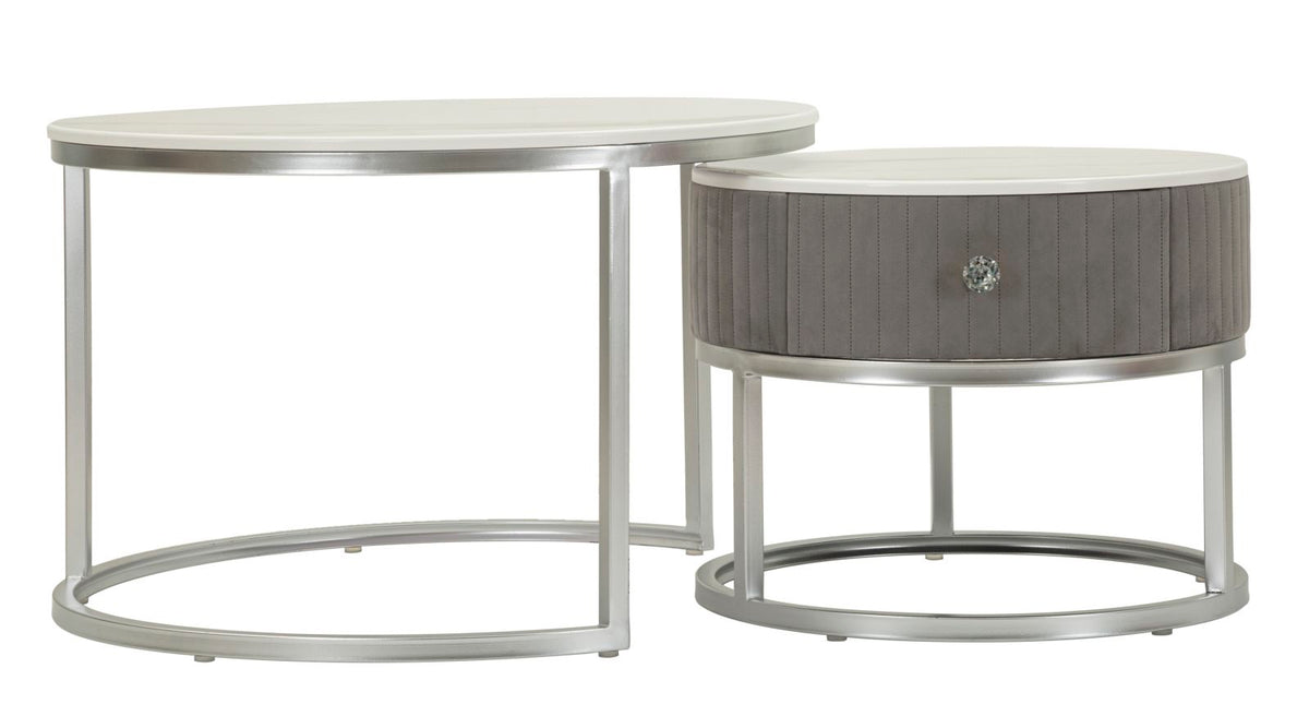 Tavoli da caffe' greys coppia cm ø 70x45-50x40