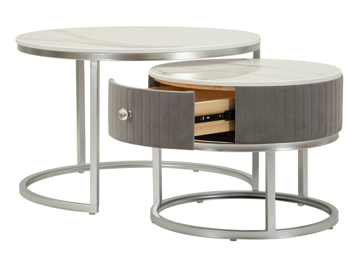 Tavoli da caffe' greys coppia cm ø 70x45-50x40