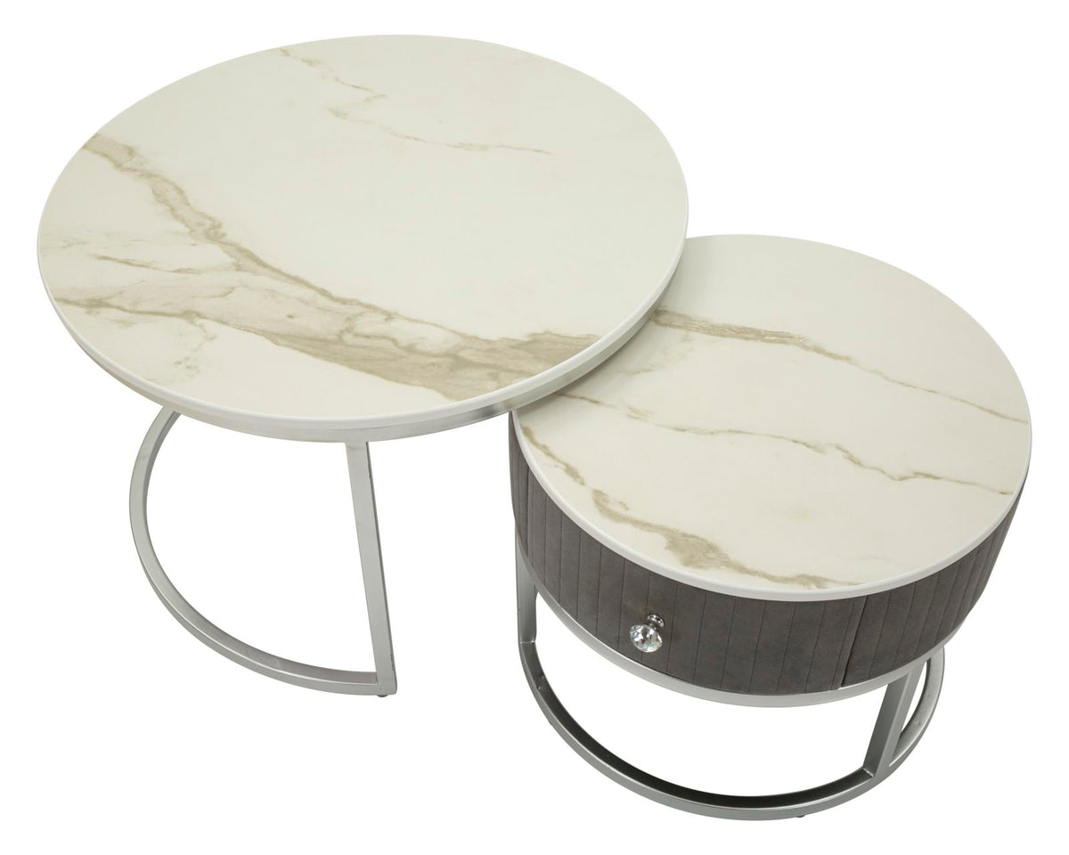 Tavoli da caffe' greys coppia cm ø 70x45-50x40