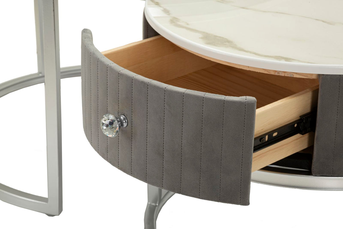 Tavoli da caffe' greys coppia cm ø 70x45-50x40