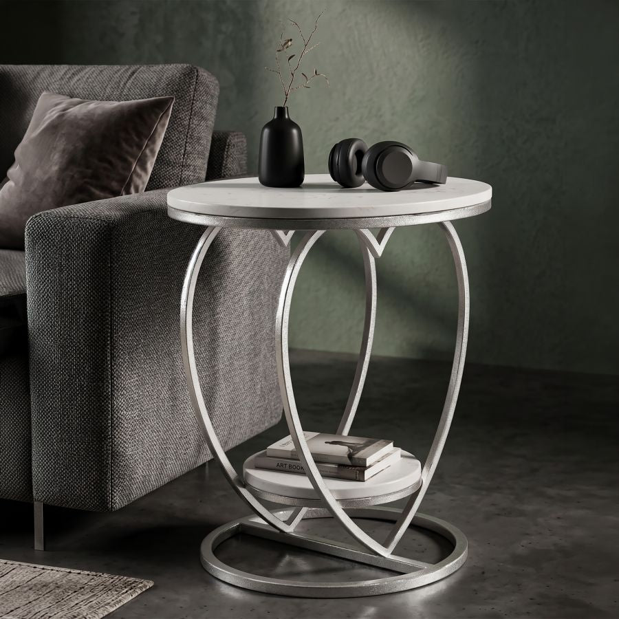 Tavolinetto heart argento cm ø 40x45,5