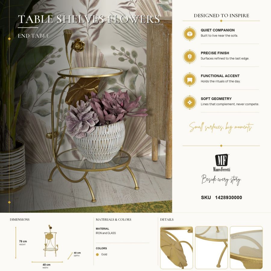 Tavolinetto 2 ripiani flowers cm ø 40x78