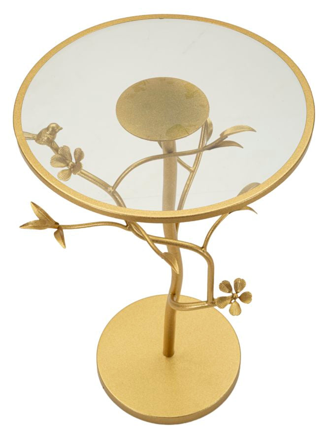 Tavolinetto birds glass cm ø 38x60