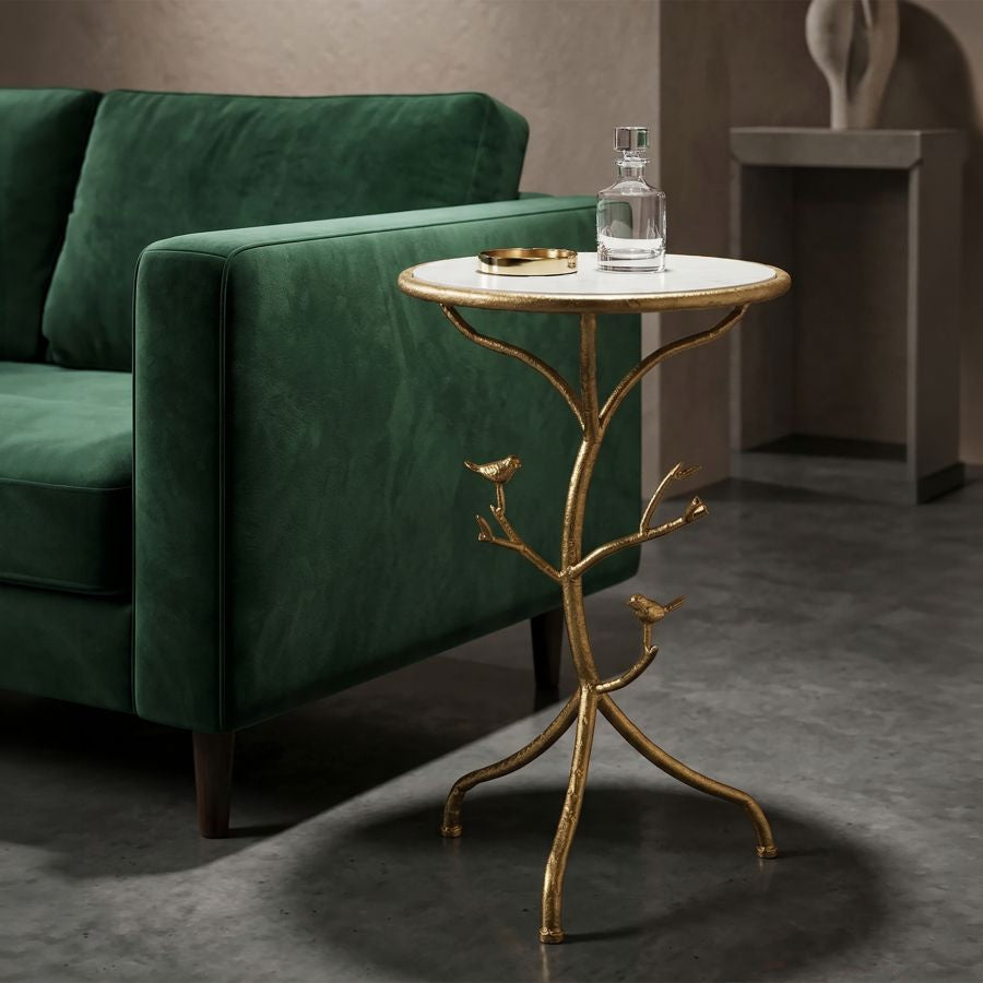 Tavolinetto birds marble cm ø 38x60