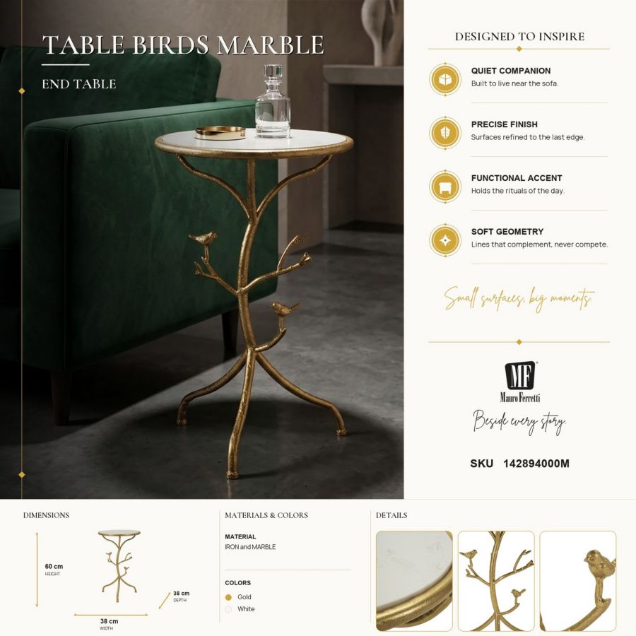 Tavolinetto birds marble cm ø 38x60