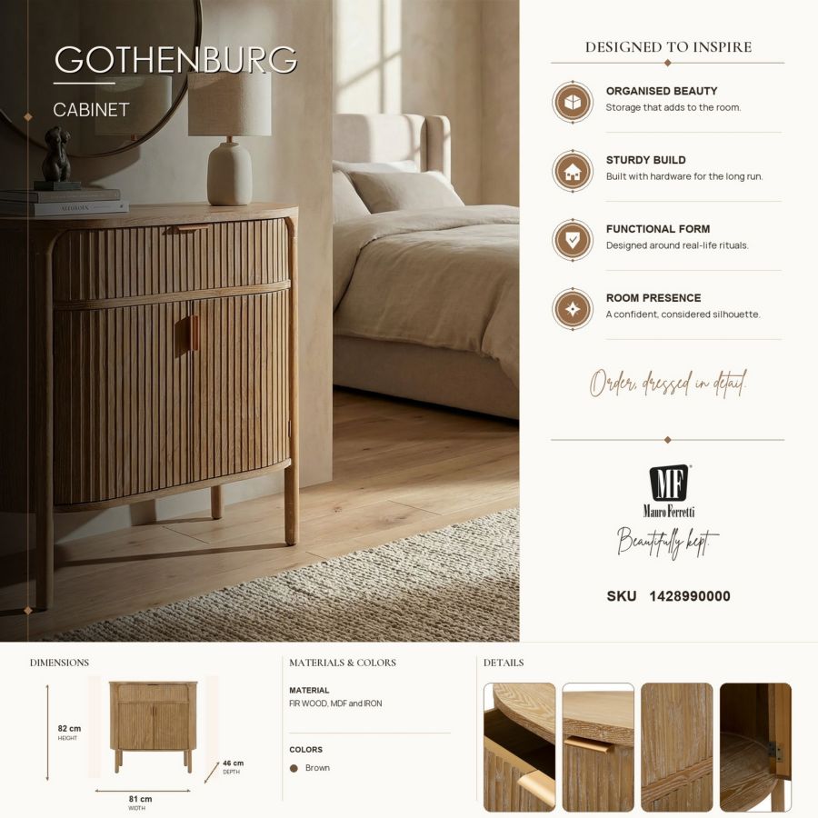 Mauro Ferretti Mobiletto Goteborg 81 x 46 x 82 cm