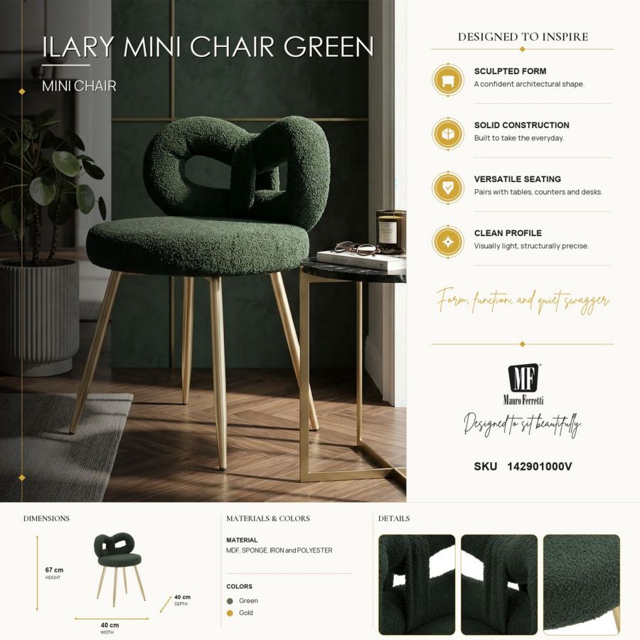 Mauro Ferretti Sedia Mini Ilary Verde Ø 40 x 67 cm (altezza Seduta 46)