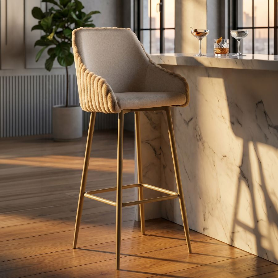 Sgabello bar alaska -a- crema set 2 pz cm 52x46x111 (altezza seduta cm 78)