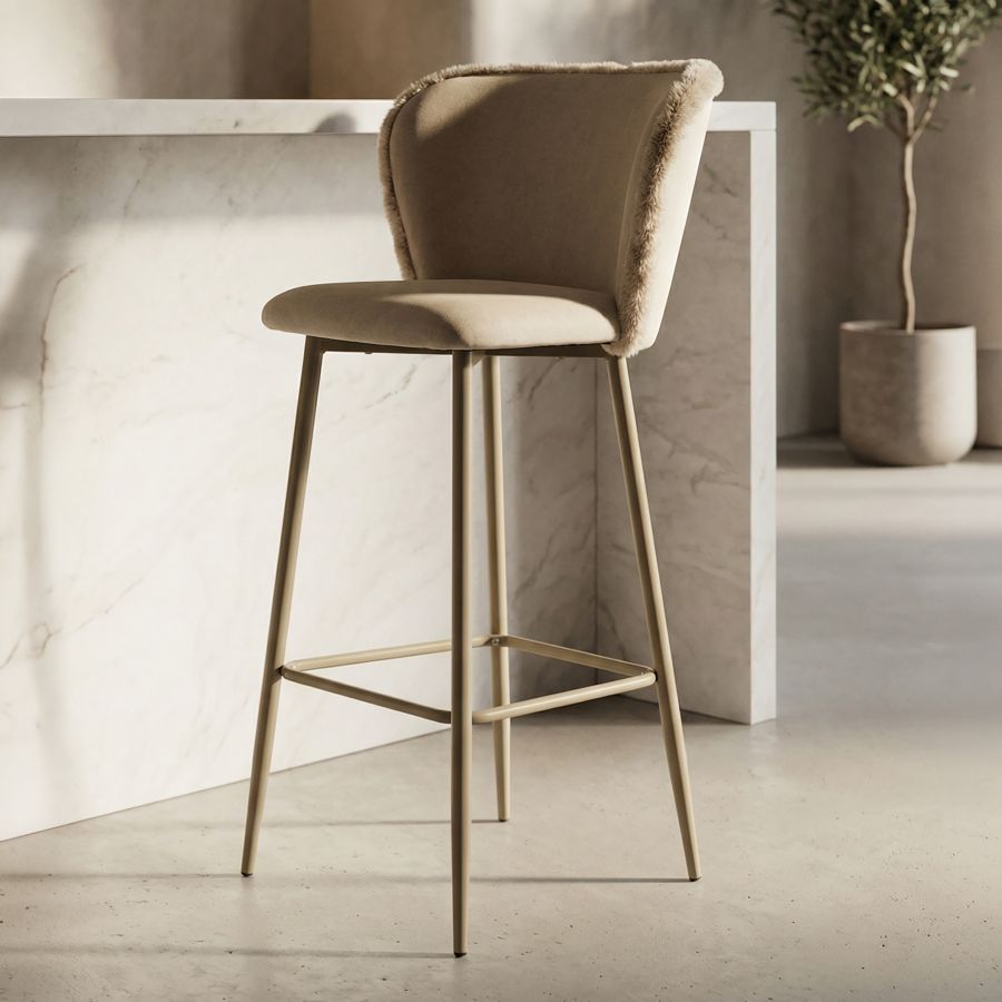 Mauro Ferretti Sgabello Bar Alaska -b- Crema Set 2 pz 55 x 58 x 106 cm (altezza Seduta 77)