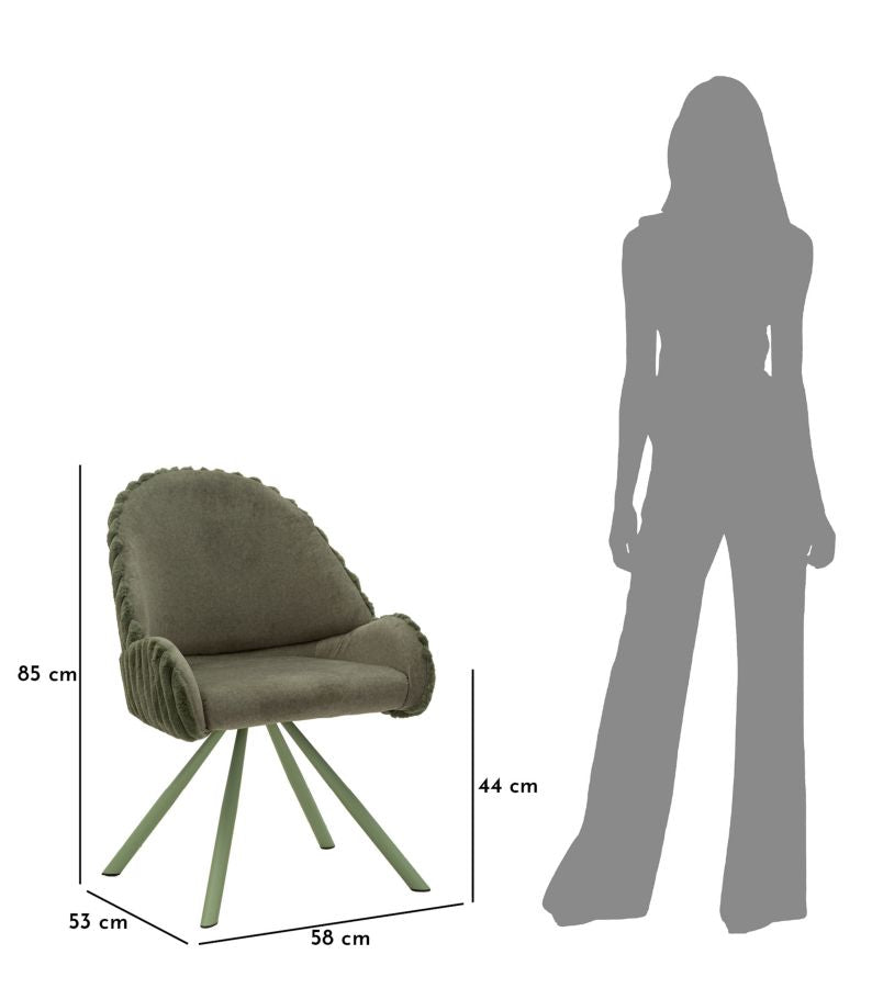Mauro Ferretti Sedia Stoccolma -a- Verde Set 2 pz 58 x 53 x 85 cm