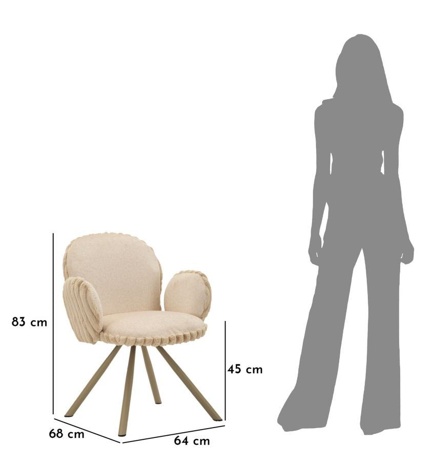Sedia stoccolma -b-crema set 2 pz cm 64x68x83 (altezza seduta cm 45)
