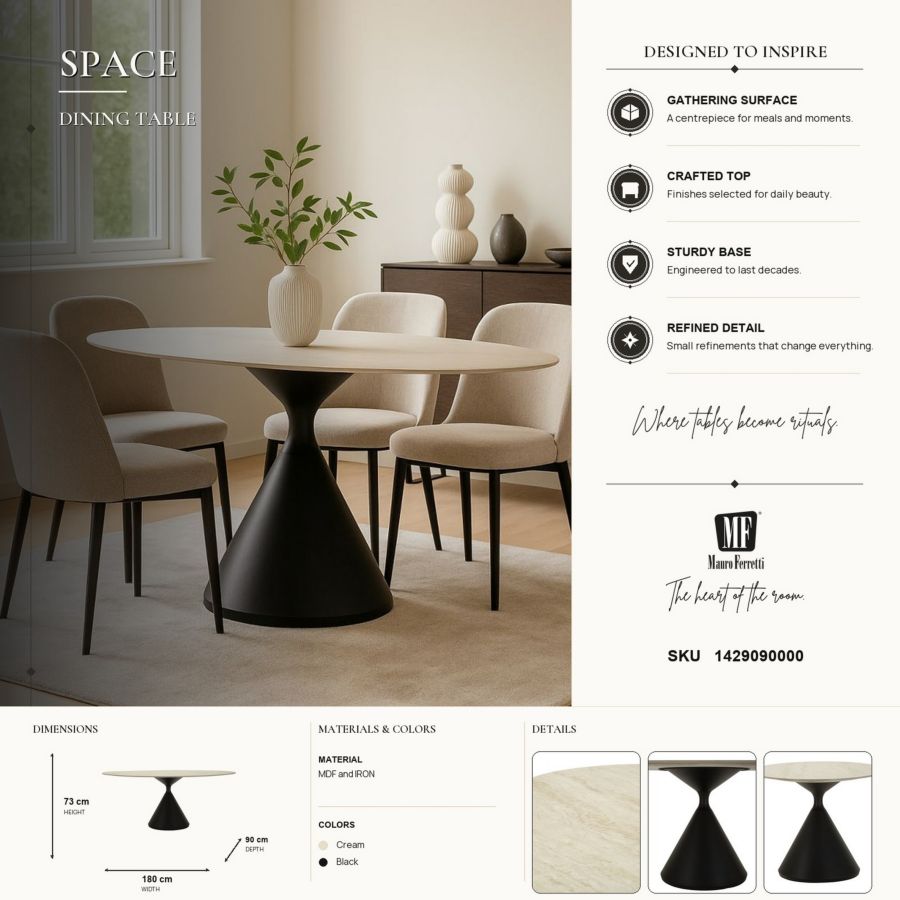 Mauro Ferretti Tavolo da Pranzo Space 180 x 90 x 73 cm