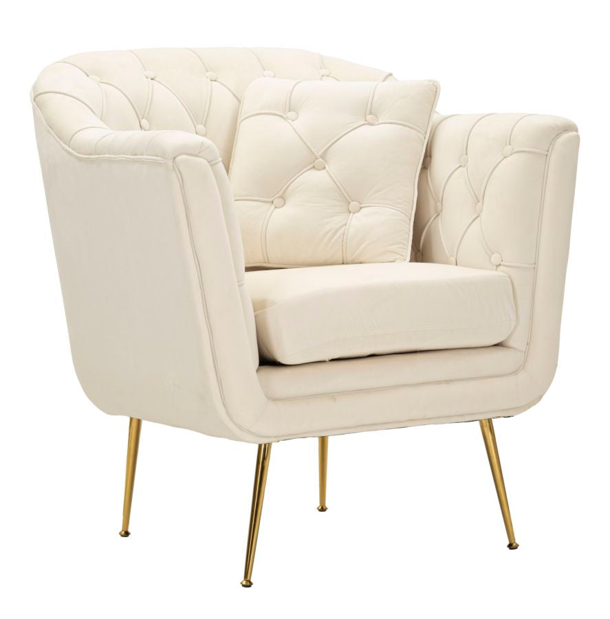Mauro Ferretti Poltrona Budapest Crema con Cuscino 88 x 83 x 91 cm