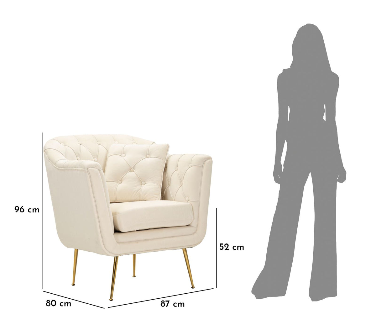 Mauro Ferretti Poltrona Budapest Crema con Cuscino 88 x 83 x 91 cm