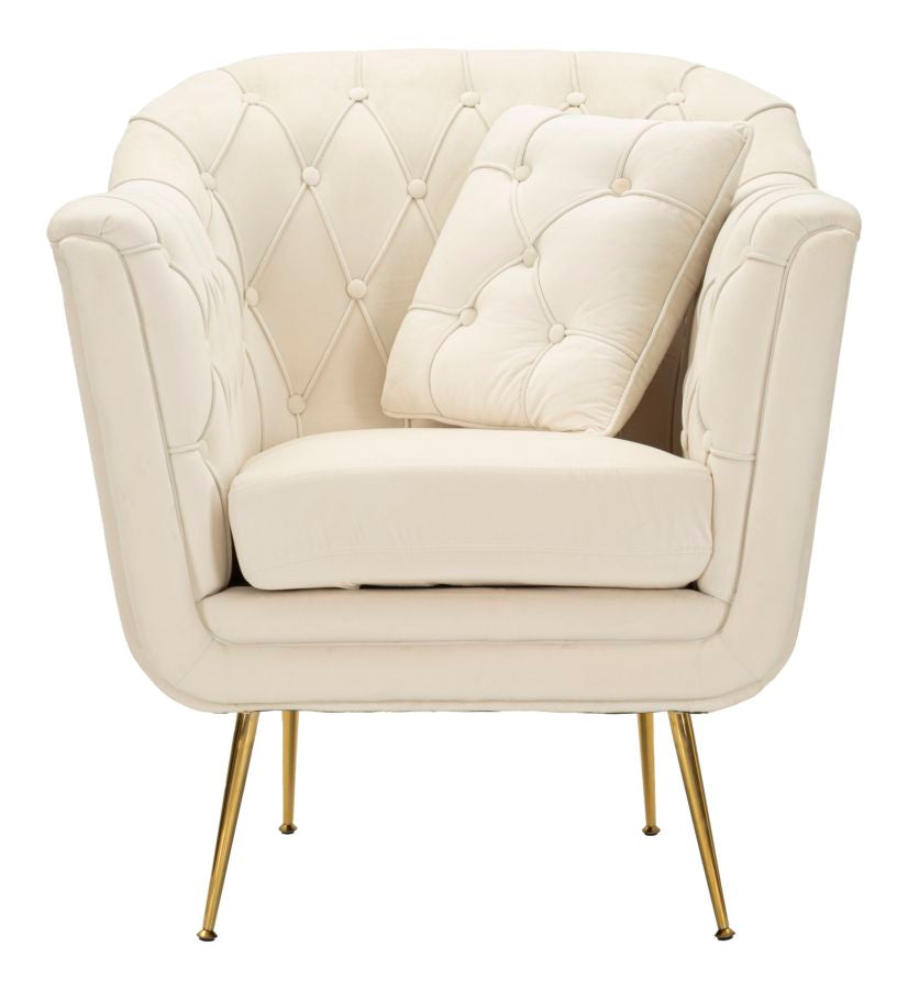 Mauro Ferretti Poltrona Budapest Crema con Cuscino 88 x 83 x 91 cm