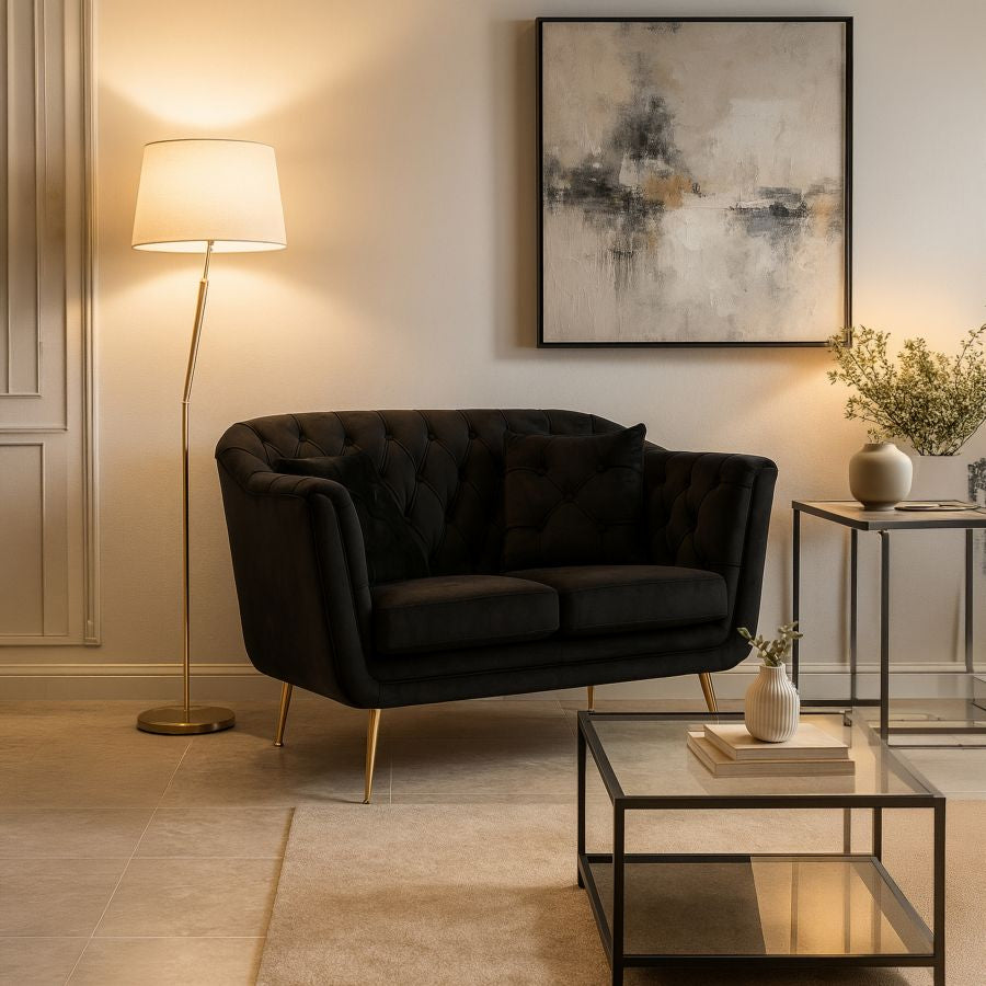 Divanetto budapest nero c/cuscini cm 130x83x91