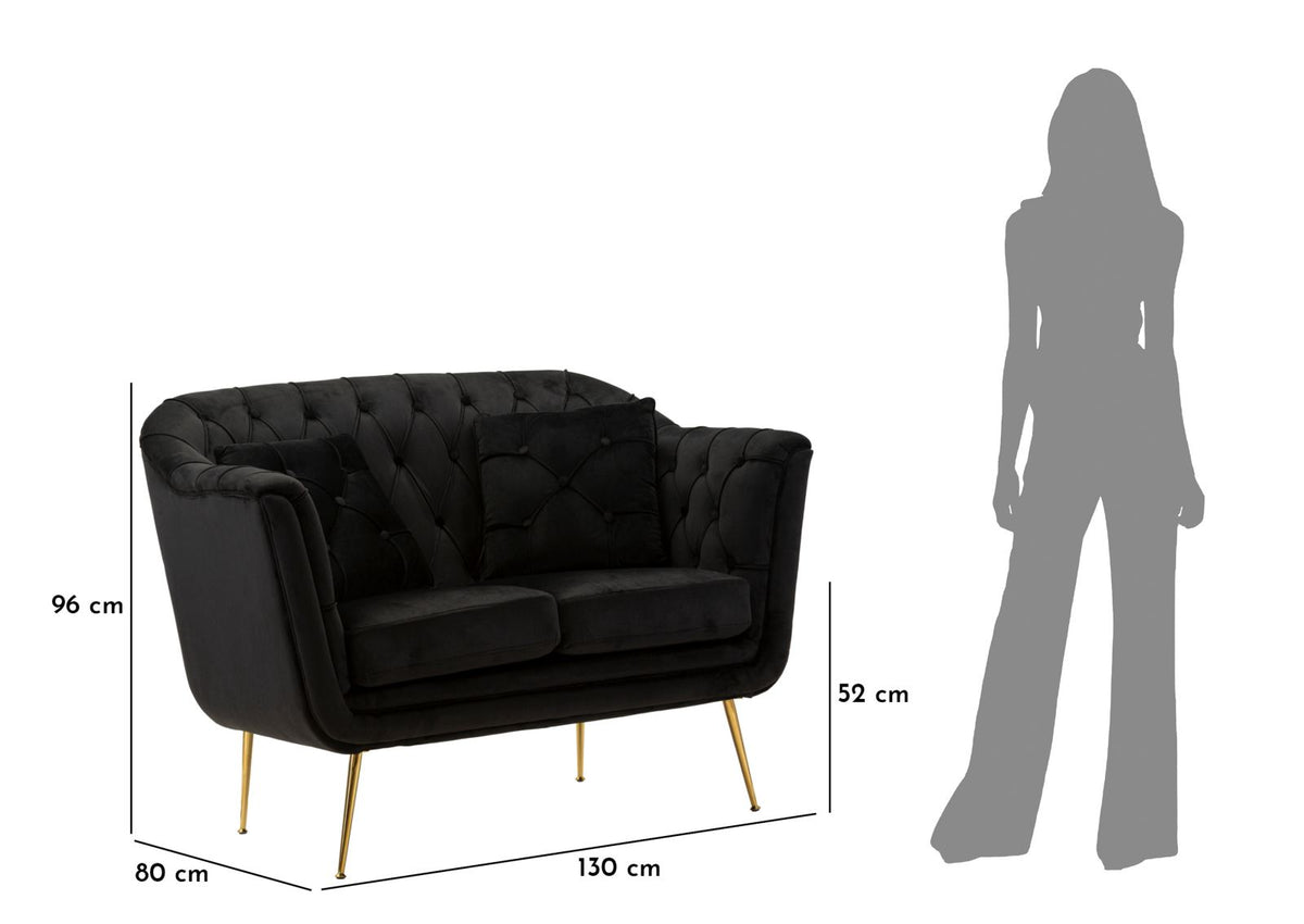 Divanetto budapest nero c/cuscini cm 130x83x91