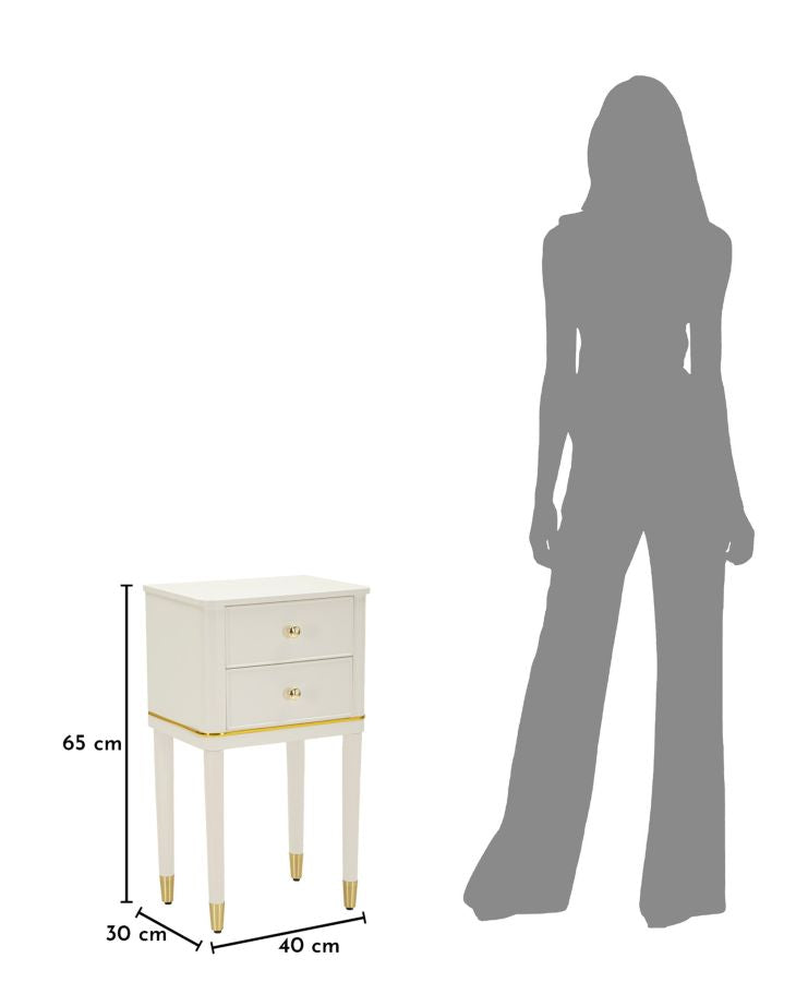 Comodino camille bianco cm 40x30x71
