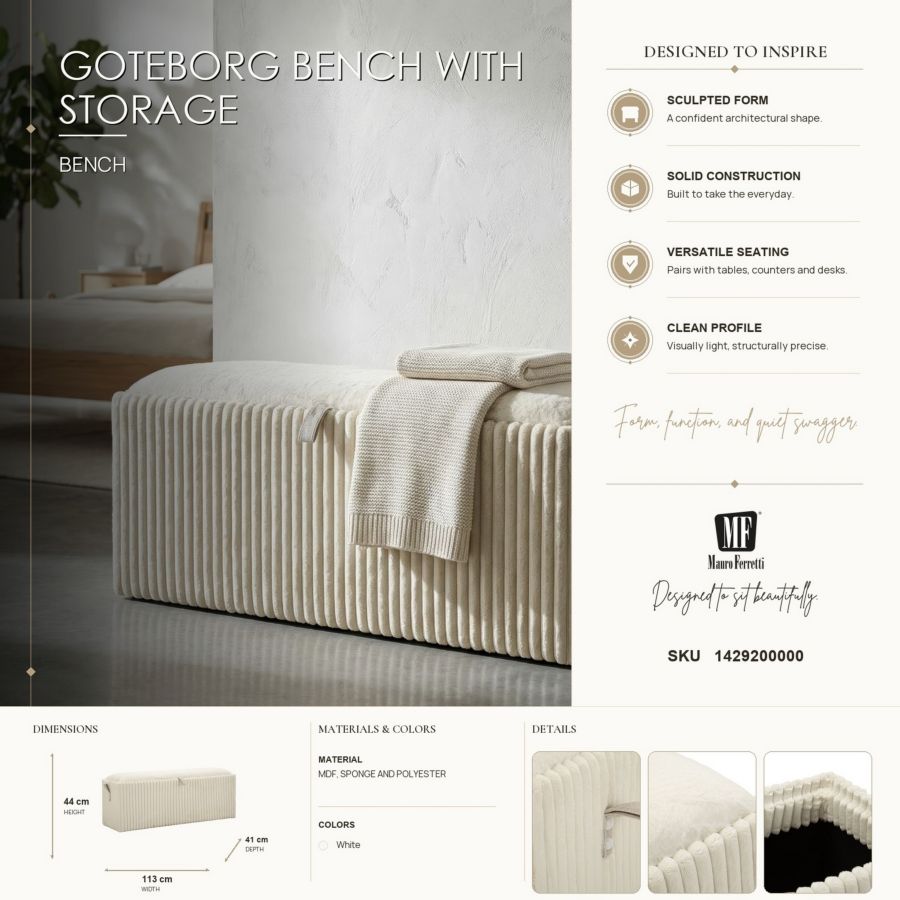 Panca c/contenitore goteborg cm 113x41x44