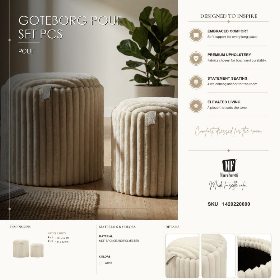 Puff goteborg coppia cm ø 40x42-31x32