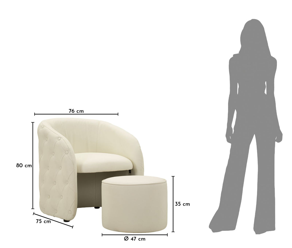Poltrona c/puff zagabria cm 76x75x80-ø 47x35