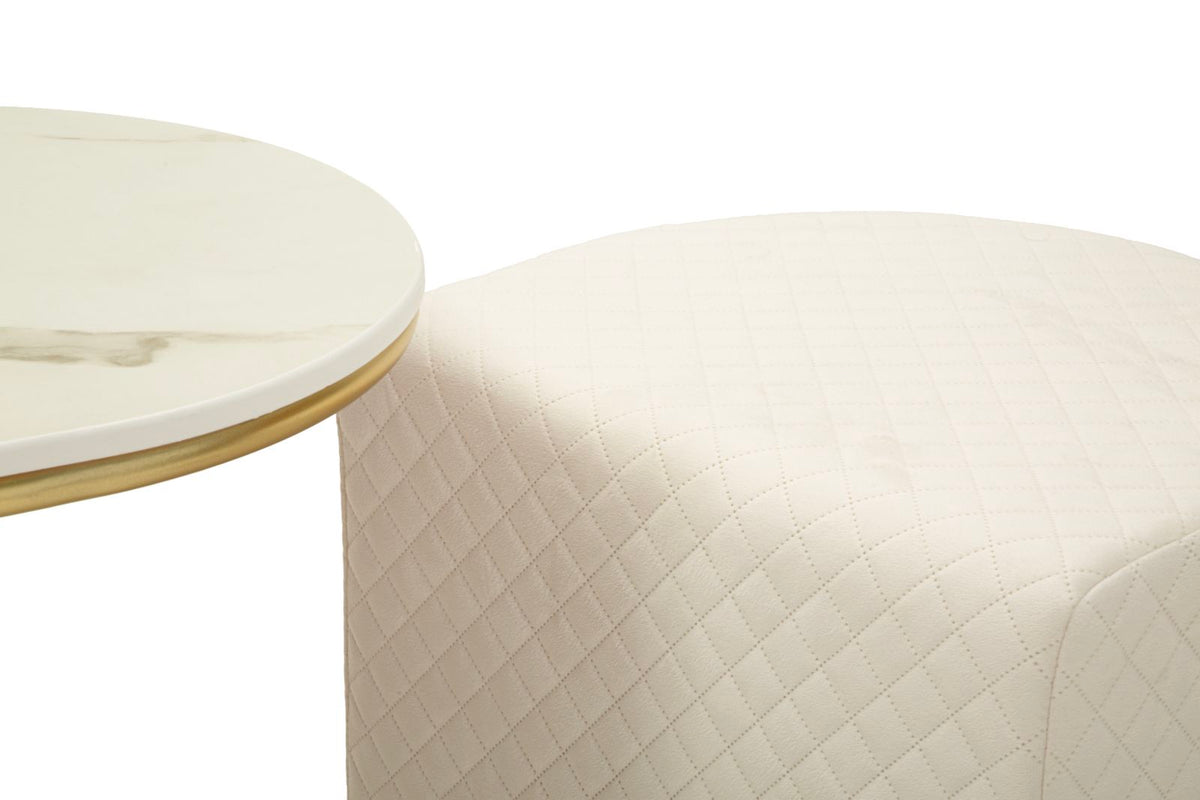 Tavolo da caffe' c/2 puff relax cm 79x45x44-42x37x37