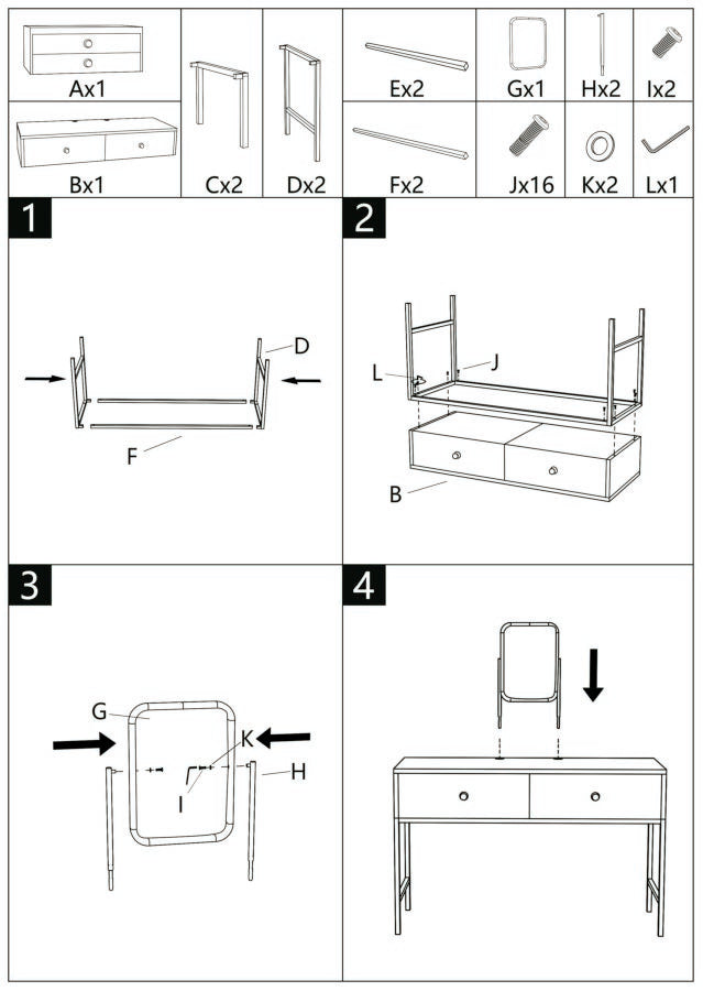 Toletta luxury c/specchio e sgabello cm 120x45x75-50x4x60-50x40x45