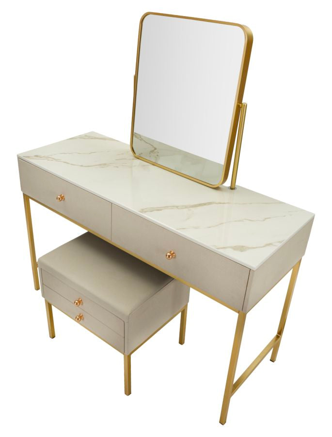 Toletta luxury c/specchio e sgabello cm 120x45x75-50x4x60-50x40x45