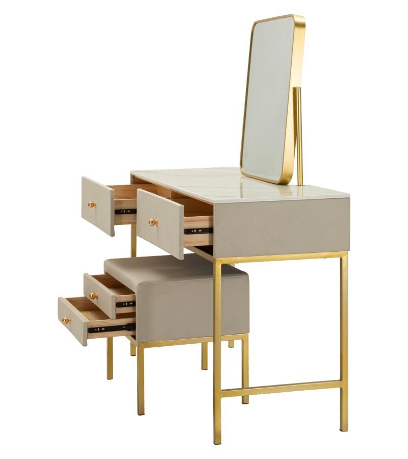 Toletta luxury c/specchio e sgabello cm 120x45x75-50x4x60-50x40x45