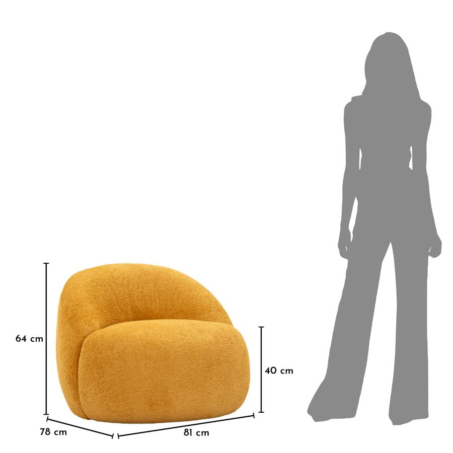 Poltrona ginevra senape cm 81x78x64