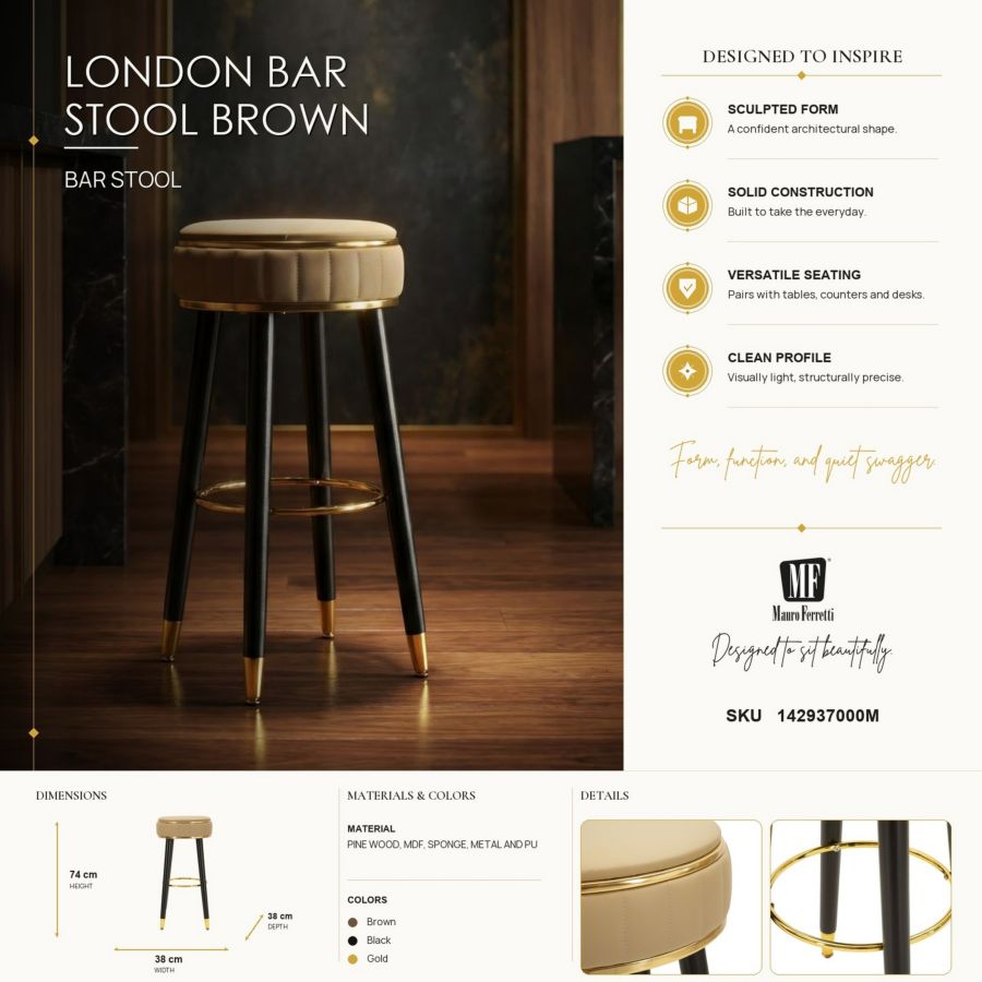 Sgabello bar london marrone cm ø 38x74