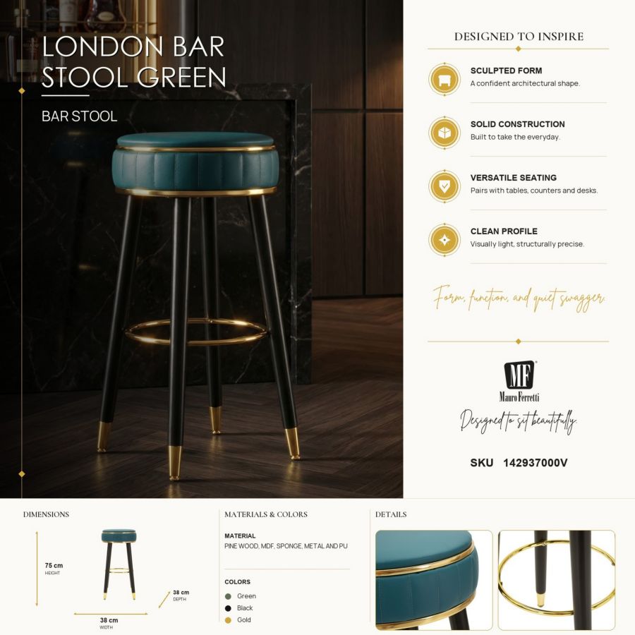 Sgabello bar london verde cm ø 38x74