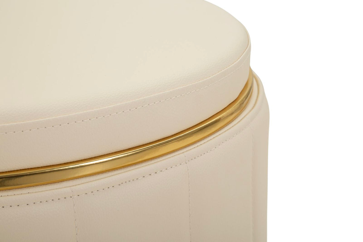Puff c/contenitore london crema cm ø 46,5x44
