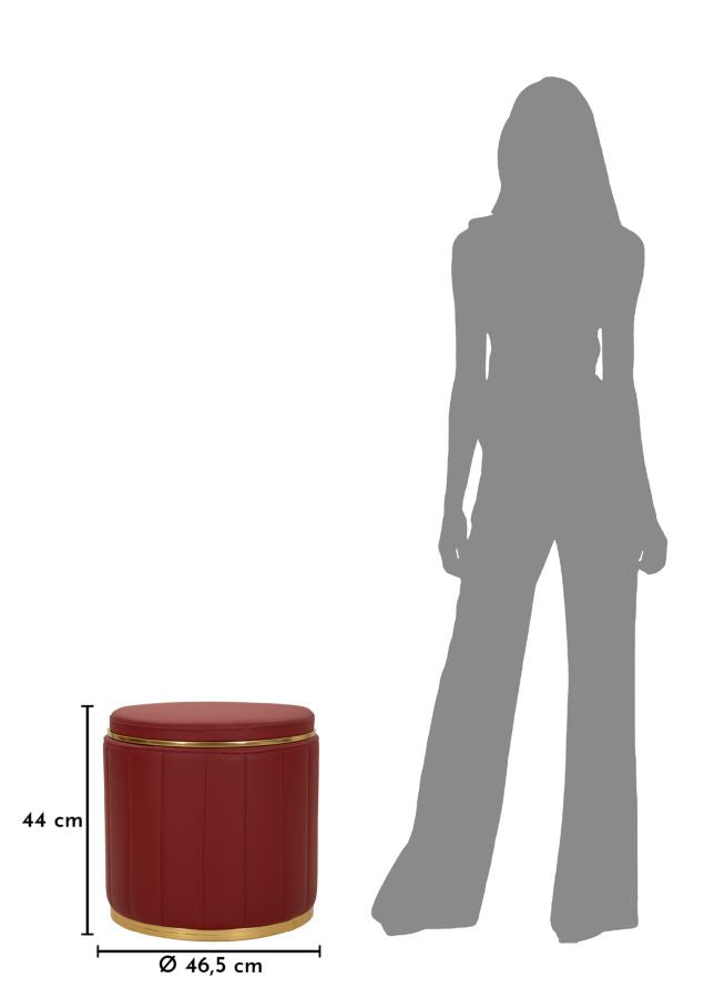 Puff c/contenitore london rosso cm ø 46,5x44