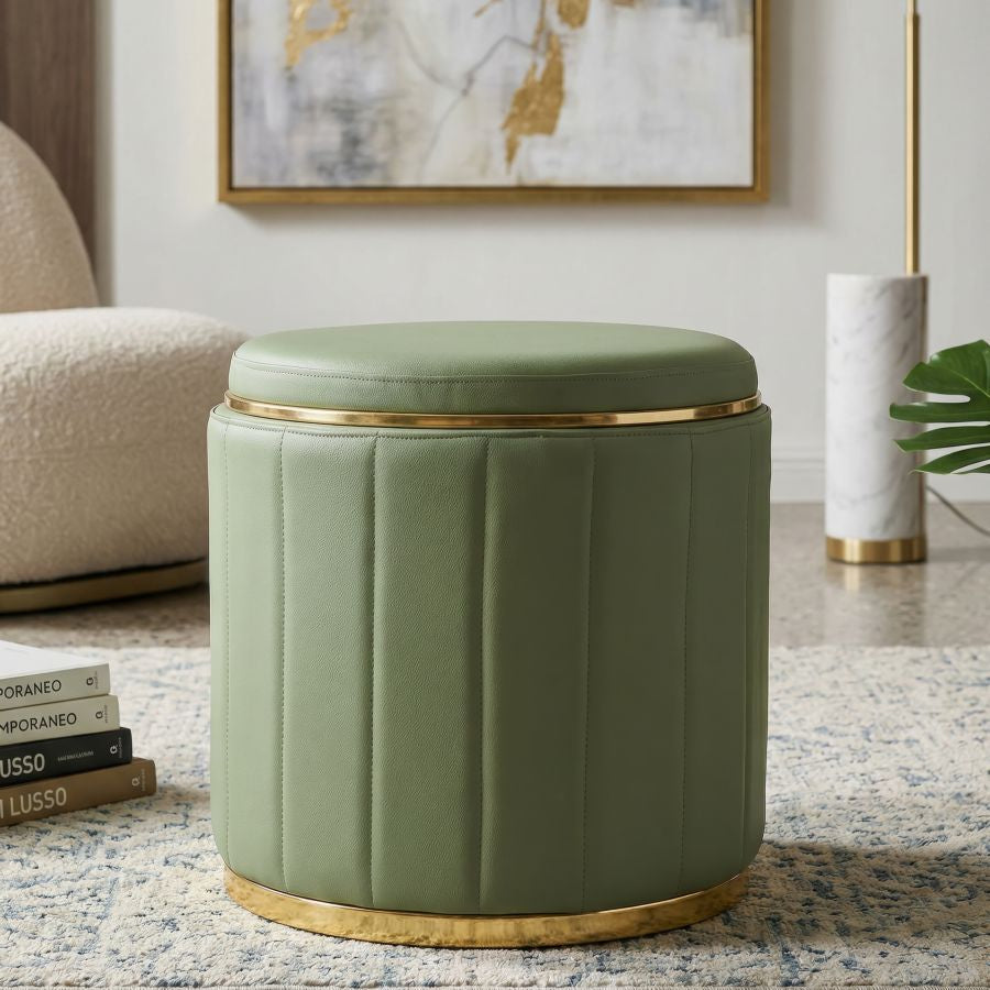 Puff c/contenitore london verde cm ø 46,5x44