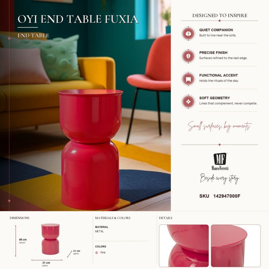 Tavolinetto in metallo oyi fuxia cm ø 31x46