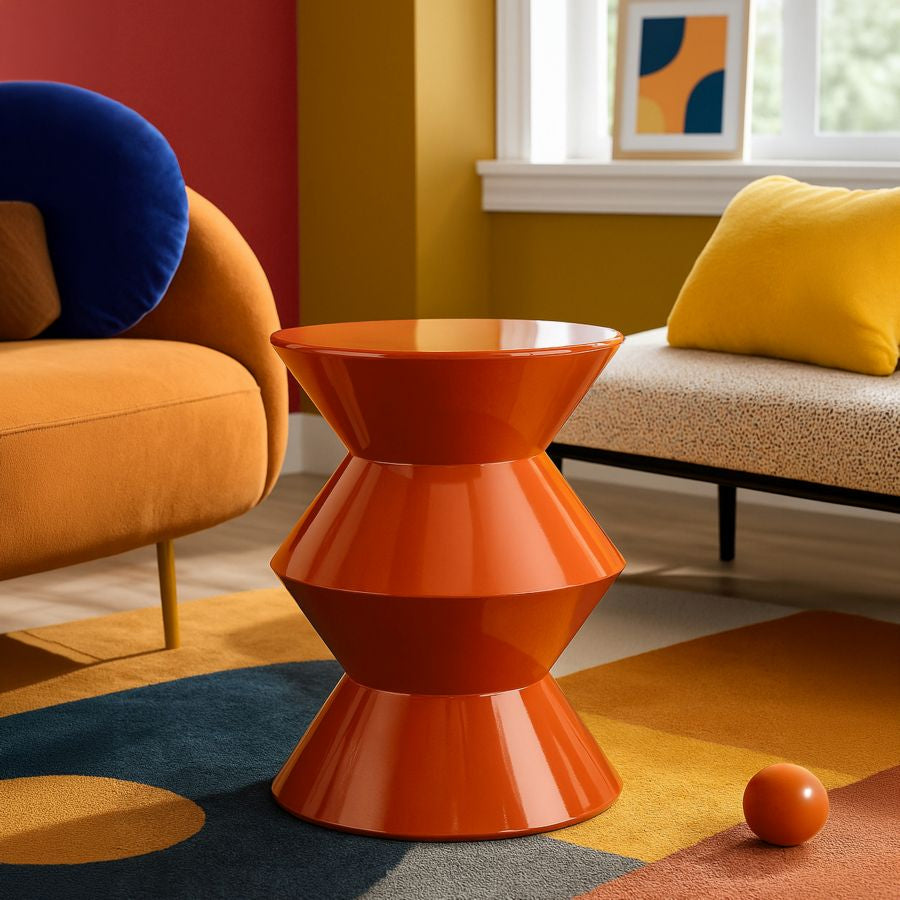 Tavolinetto in metallo zag arancione cm ø 37,5x45