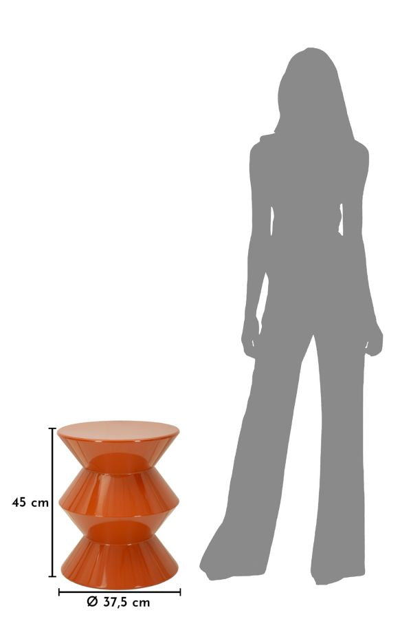 Tavolinetto in metallo zag arancione cm ø 37,5x45