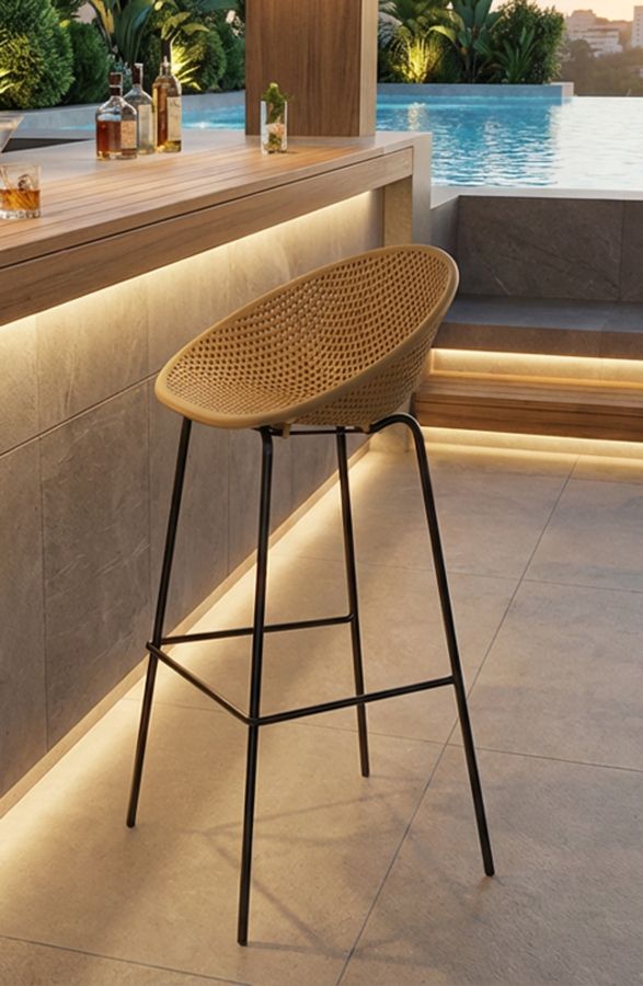 Sgabello bar ibiza senape set 2 pz cm 50x50x98 (altezza seduta cm 75)