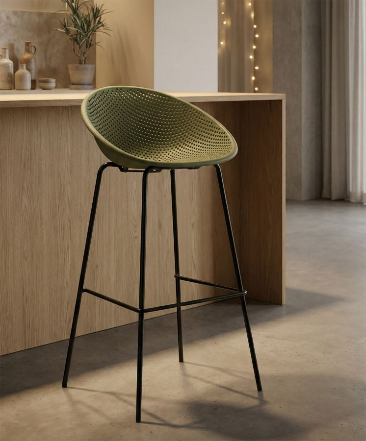 Sgabello bar ibiza verde set 2 pz cm 50x50x98 (altezza seduta cm 75)